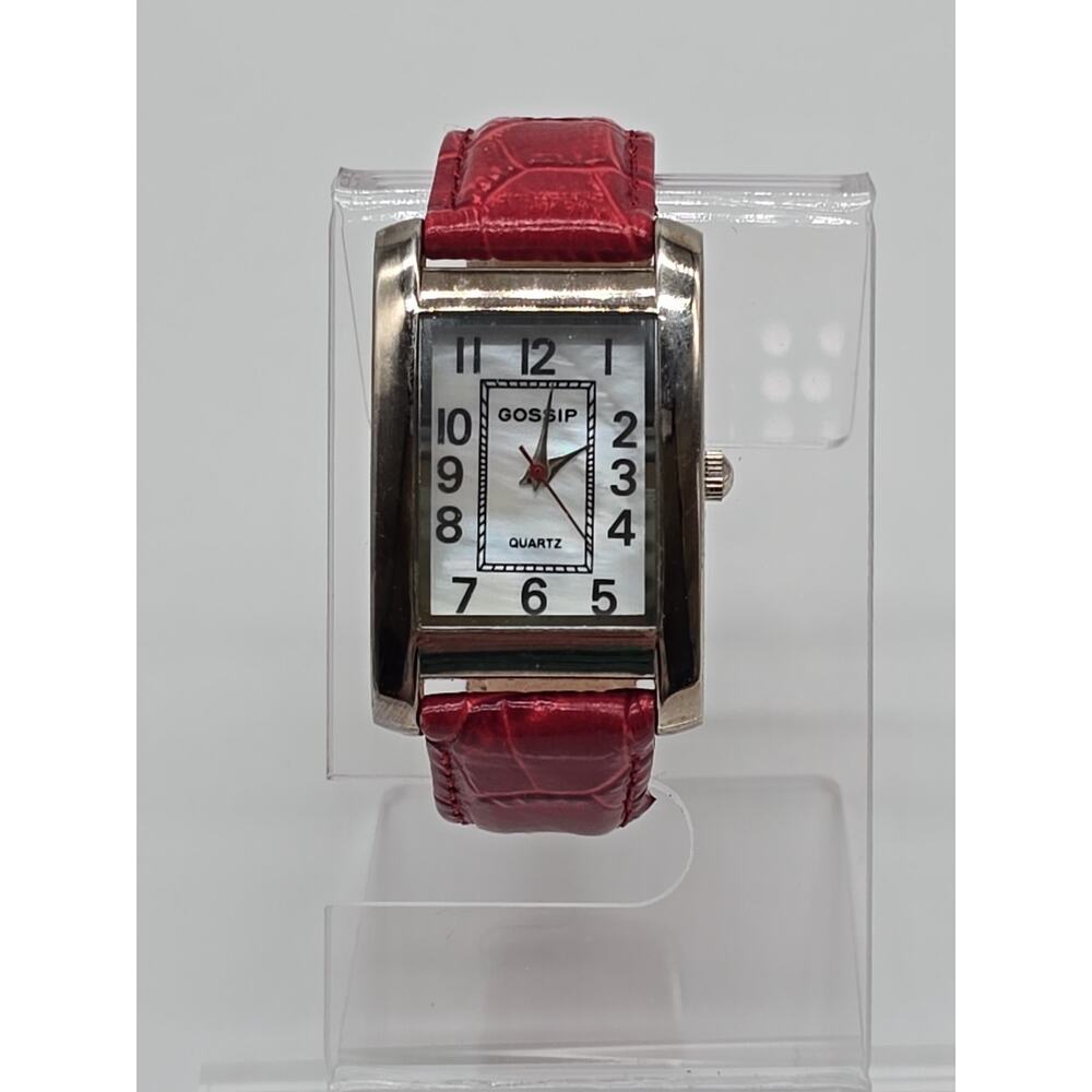Gossip Ladies Wristwatch Mother of Pearl Analog Quartz Watch Red Leather Band